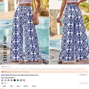 SHEIN VCAY Allover Print Wide Leg Pants Palazzo Pants